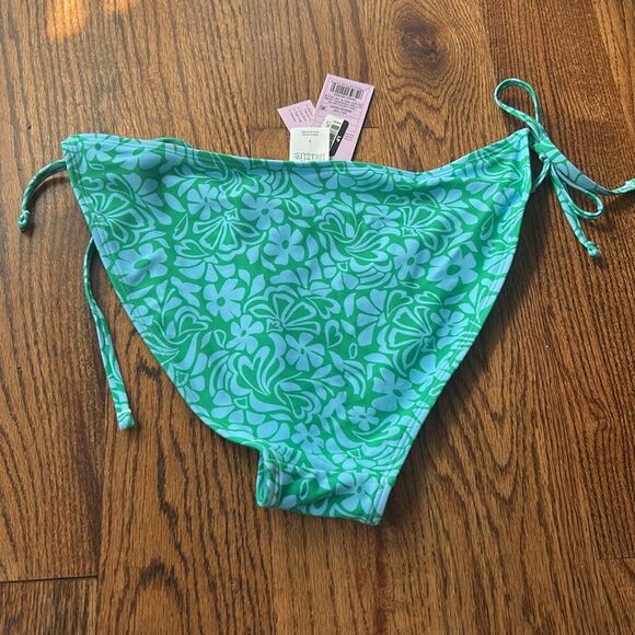 Wild Fable Blue and Green Bikini Bottom with Adjustable Side Ties Size Large NWT - Picture 3 of 3
